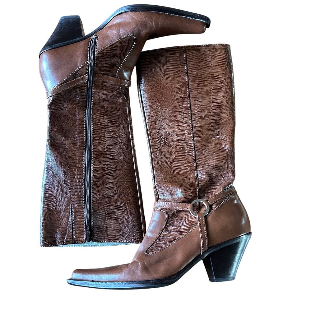 Maria Lya Womens Size 9M Brown Leather Cowgirl Boots Westernn Brazil Pointed Toe